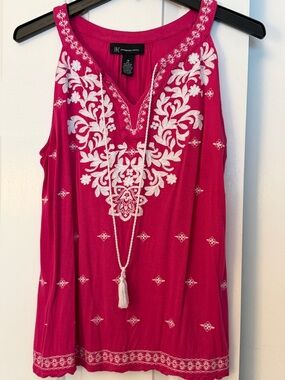 INC International Concepts Embroidered V-Neck HalterTop Size Medium